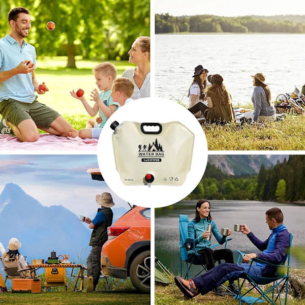 8L Fällbar Vattenbehållare Förtjockad Vattenförvaringsväska med Svängbar Kran Camping Vattenbehållare Väska för Camping Vandring Resor