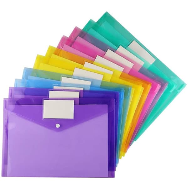 10-pack plastkuvert Polykuvert, A4 Snäppfilspåse Färgblad