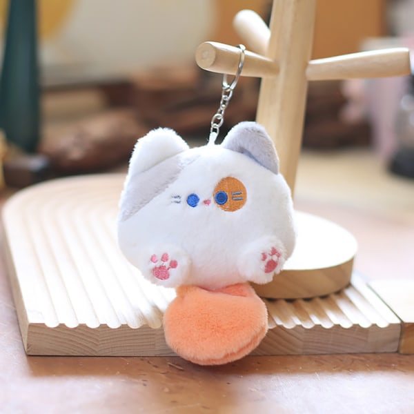 Kawaii Myk Plush Dyr Liten Katt Nøkkelring Veske Bil Pink