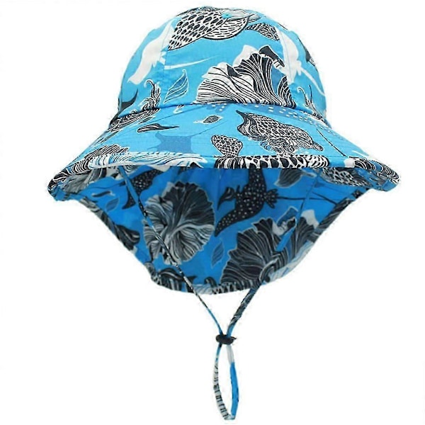 Solhatt for barn med nakkebeskyttelse, baby solhatt med bred brem 3CM