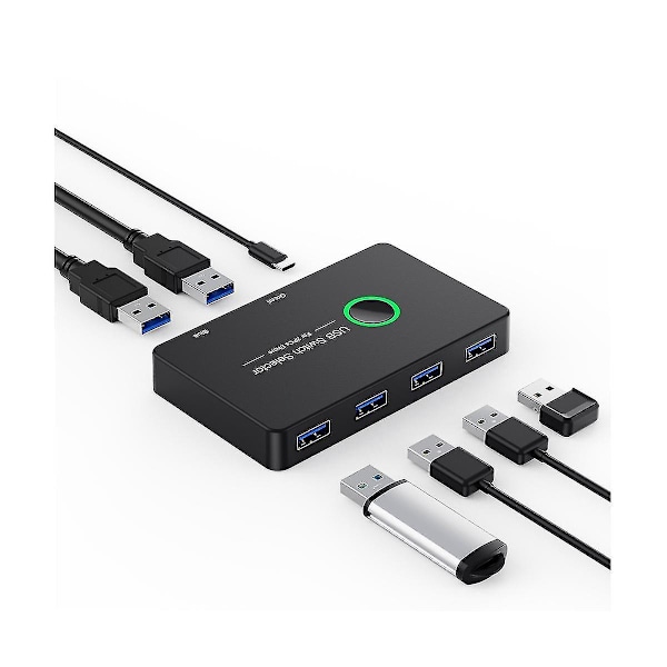 USB KVM Switch USB 3.0 KVM USB Switch Kompatibel med Tangentbord Mus Skrivare Mi Box 2pc Port Shari