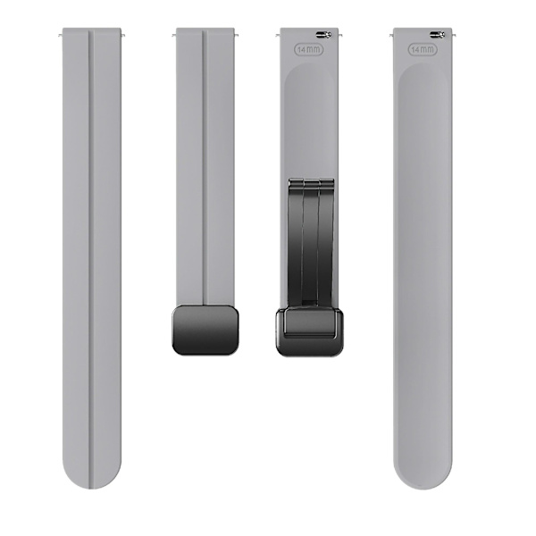 Silikonarmband för Garmin Lily 2 med Magnetisk Vikbar Spänne Light Grey Black Buckle