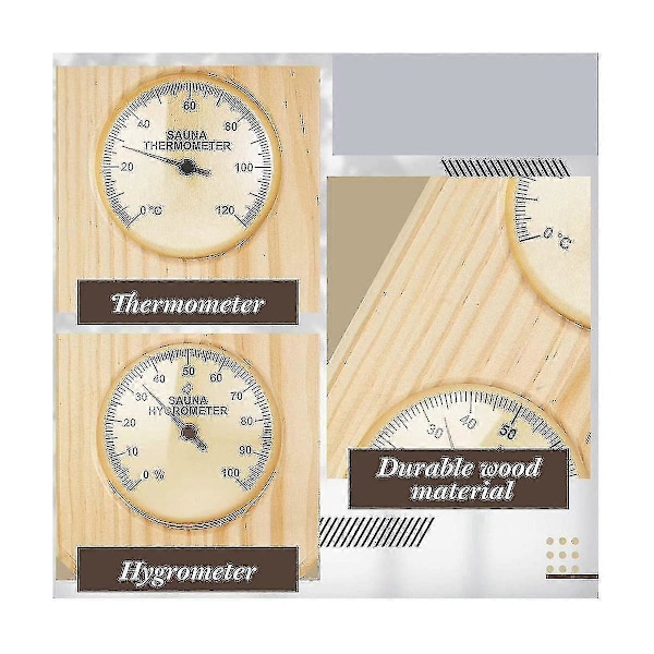 Trä Termometer och Hygrometer 2 i 1 Fuktighet Temperaturmätning Familj Hotell Bastu