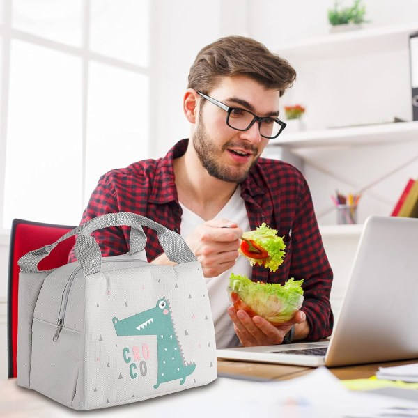 Tegneserie Lunsjpose Isolerte Gjenbrukbar Piknik Tote Bag Matpose Ispose for Barn Gutter Jenter Menn Kvinner green