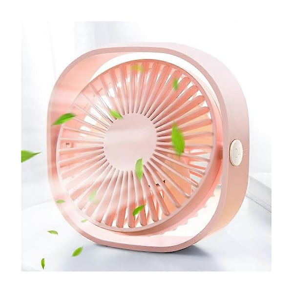 Dww-(Rose) Mini USB-skrivbordsfläkt, 3 hastigheter, USB-driven, kraftfull vind, tyst drift, lämplig för hemmet, kontoret,