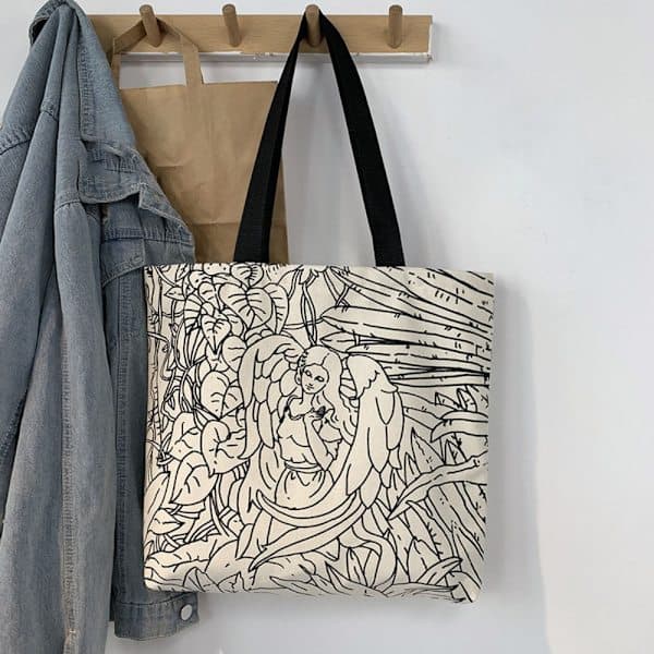 Dam Stor Kapacitet Väska Söt Canvas Tote Väska CC CC C C