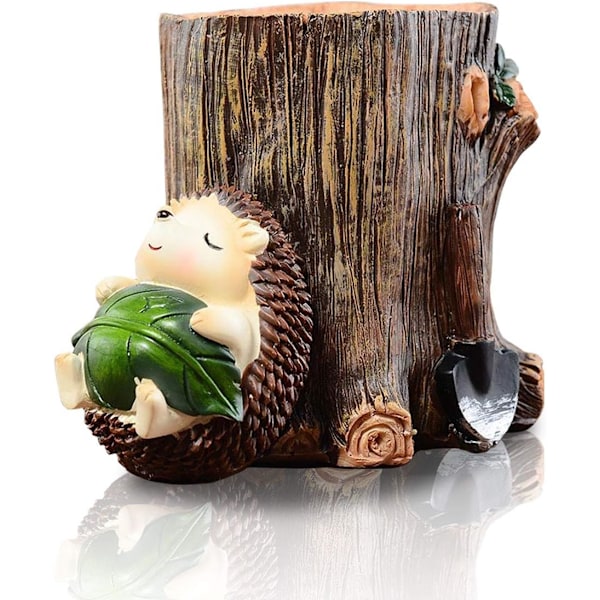 Cute Hedgehog Desk Pen Pencil Pot Holder Toothbrush Holder Resin Desktop Organizer Container Stationery Storage Office Desk