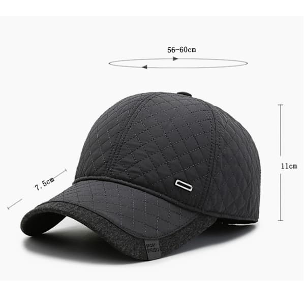 Grå vinter baseballcaps med øreklaffer, herre caps med øreklaffer