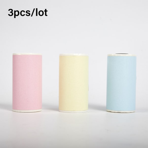 3 stk mini fotoprinter Printbar klistermærke Papirrulle selvklæbende Flerfarvet Multicolor