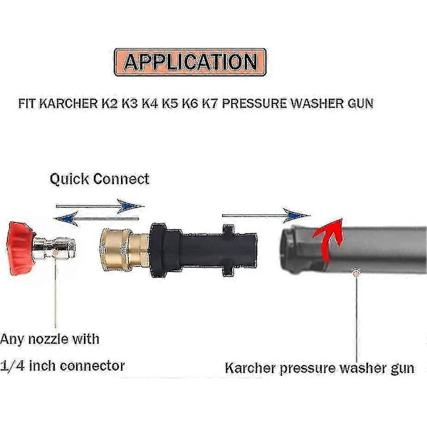 Adapter för högtryckstvättspistol med 1/4' snabbkoppling hona, kompatibel med Karcher/krcher K-serien K2, K3, K4, K5, K6, K7 högtryckstvättar