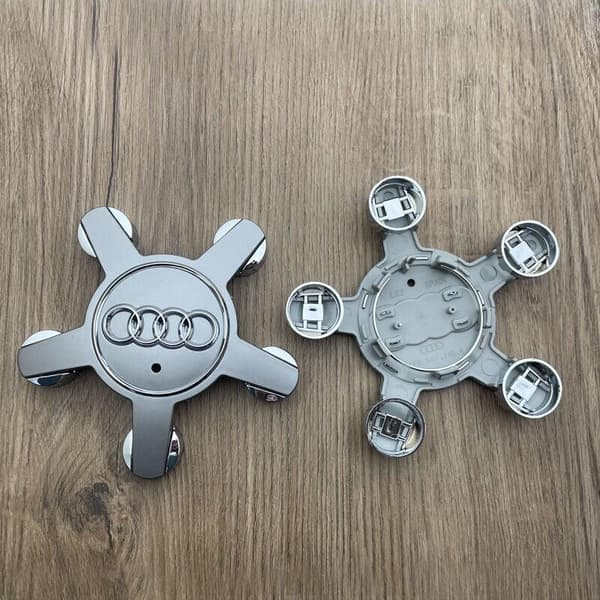 Set med 4 navkapslar 4F0601165 N hjulemblem, för 135 mm navkapslar för Audi (grå)