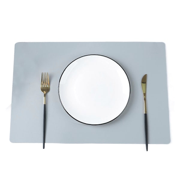 Kunstlæder Bordskånere Varmebestandige Anti-Skrid Sikker Bordskånere Pletfrie Genanvendelige Rektangulære Design Bordskånere til Hjem Køkken Dekoration Spisebord Grey