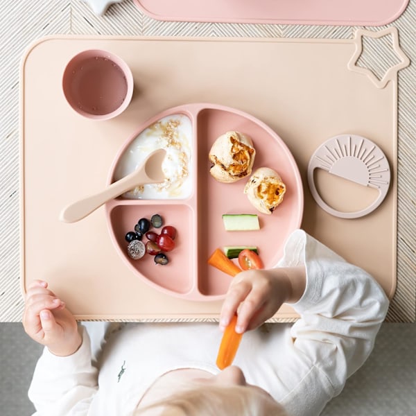 Enkel silikon stjerneformet barnebordsmatte | Baby Toddler Placemat | Sklisikker matte | Rotfri Apricot