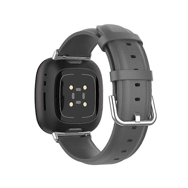Læder Urrem Til Fitbit Versa 3 / Sense Grey