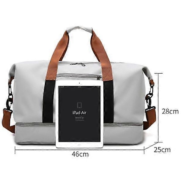 Stor Reiseveske Treningsbag, Reisebag Weekendbag Overnatting Bag Khaki