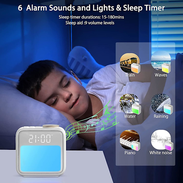 Solopgang Alarmur til Soveværelser Børn Teenagere Hatch Alarmur Vække Lys til Tunge Sovende Voksne Søvn Hjælp Dobbelt Alarm Snooze 6 Alarm Lyde 10 Farver
