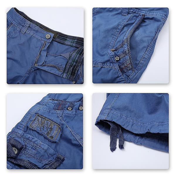 Mystdiy Herre Udendørs Casual Cargo Shorts Blue 30