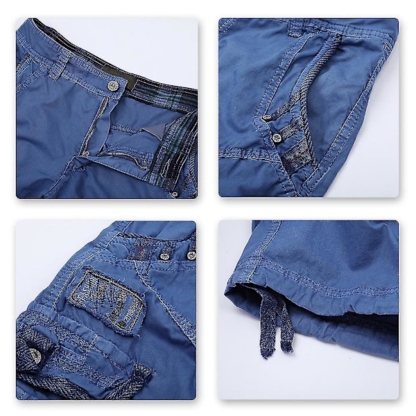 Mystdiy miesten ulkoiluun sopivat rennot cargo-shortsit Blue 30