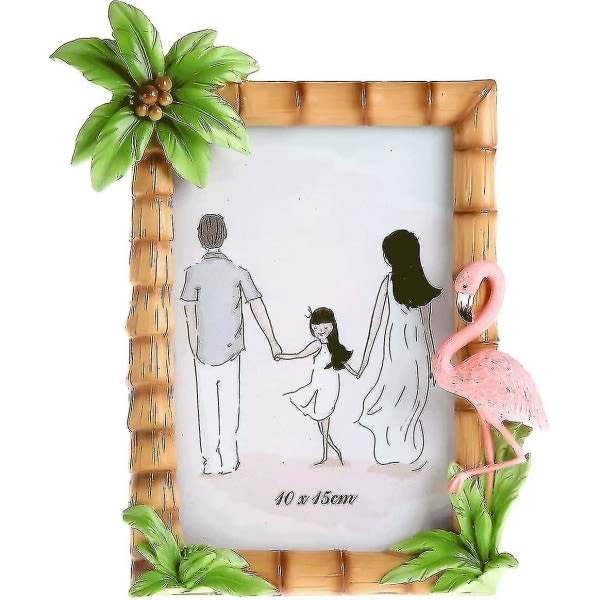 Suloinen valokuvakehys Hartsi Flamingo Tree Decoration Valokuvakehys Työpöytä HD-lasinäytöllä $ Sweet Home Päivittäiset tarpeet Työpöydän koristelu kotiin D