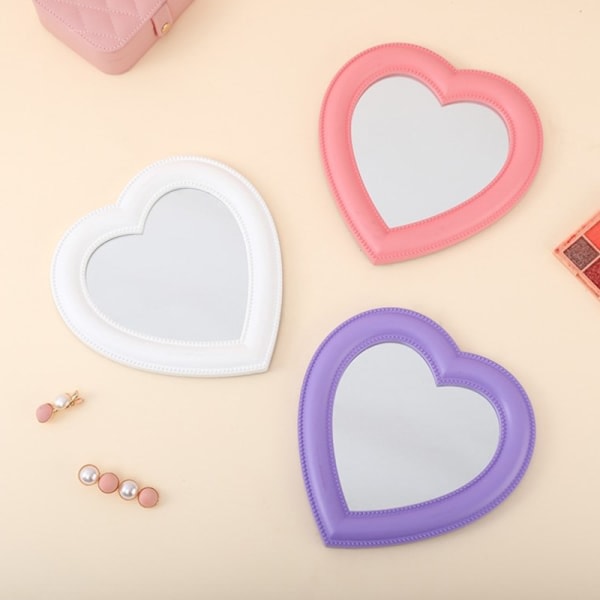 Sminkspegel för webbkändisar Dekorativ spegel Flickhjärta Stud Pink