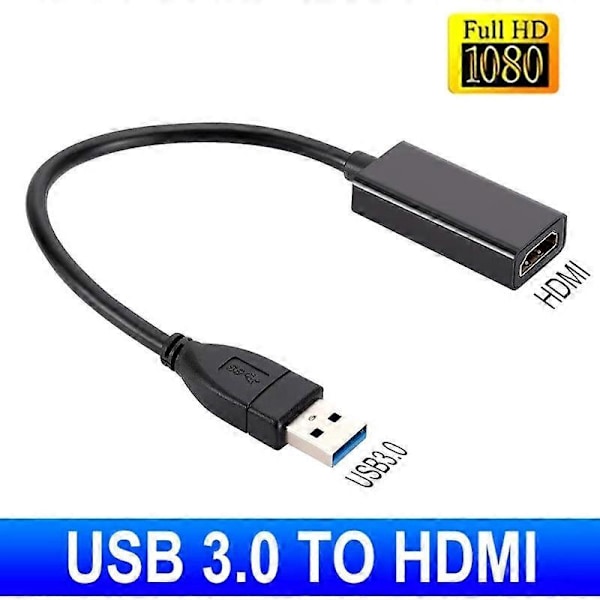 USB 3.0 til HDMI-kompatibel adapter HD 1080P USB til HDMI-konverter Thunderbolt Ekstern lyd- og videoadapterkabel for bærbar PC MacBook Samsung Huawei