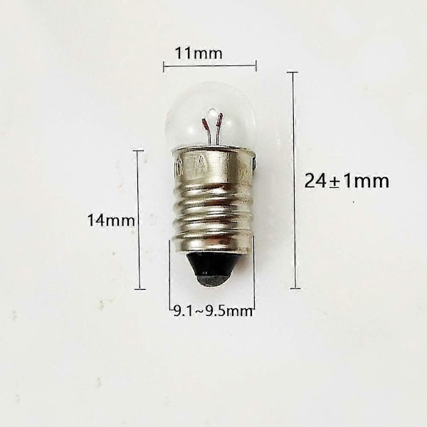 Paket med 10 mini-lampor E10 skruvsockel för ficklampa, 2,5V 0,3A