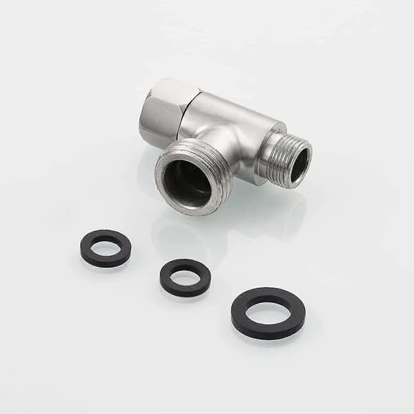 3-vejs 3/8\" og 1/2\" 3-vejs adapter T-stykke rustfrit stål 3/8\" vandledning T-fitting børstet nikkel