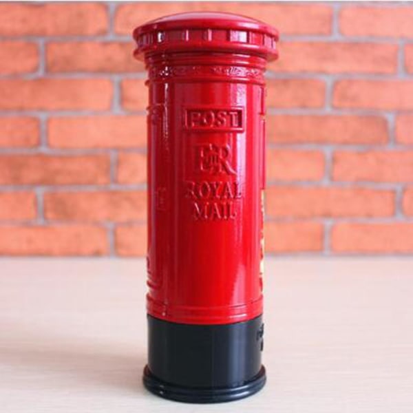 Metall Storbritannien London Street Röd brevlåda Spargris Postbox Penninglåda