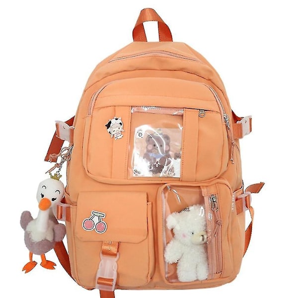 Ryggsäck flicka student transparent ryggsäck koreanska gymnasiestudent skolväska orange