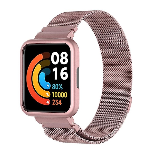 Xiaomi Redmi Watch 2 Lite -kellolle Milanese-magneettinen ranneke ja kellokotelo, vaaleanpunainen