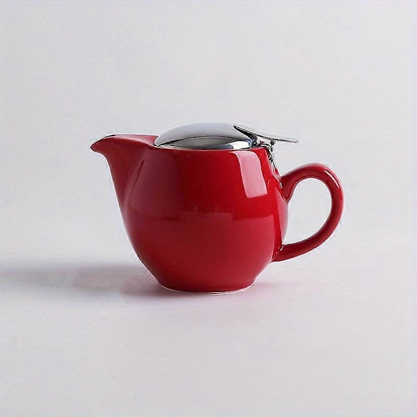 Elegant Termostabil Keramisk Tekanna | Rostfritt Stål Lock & Fint Teinfuser Perfekt för Lösa Blad Kännare Red
