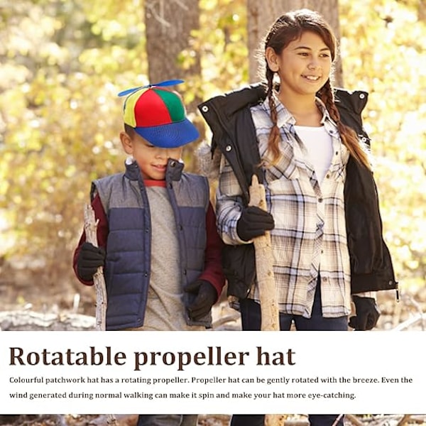 Propellerhatt, rolig helikopterkeps för barn, avtagbar regnbågsbaseballkeps utomhushatt för campingaktiviteter, barnfestdräkt