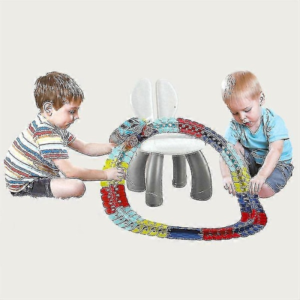 Muuttuva Rata LED-valoilla Kilpa-auto Joustava Rata & Sähköautosetti JZ 92pcs