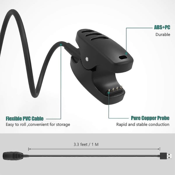 Oplader kompatibel med Suunto 3 Fitness, suunto 5, Traverse, Kailash, Spartan Trainer, Ambit 1 2 3 - USB-opladerkabel 100cm