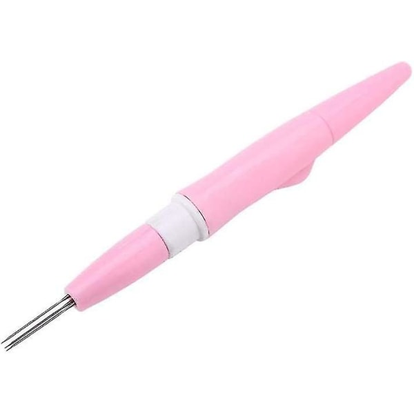 Yaju broderi nål tovepenn Ull broderiutstyr Broderipenn med 3 fine nåler Sett med verktøy for gjør-det-selv-håndverk (rosa) (1 stk)