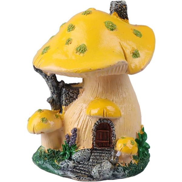 Miniatyr svamphus svamp prydnad terrarium tillbehör svamp hus miniatyr svamp hus statyer tillbehör för terrarium dekor glas prydnader Yellow