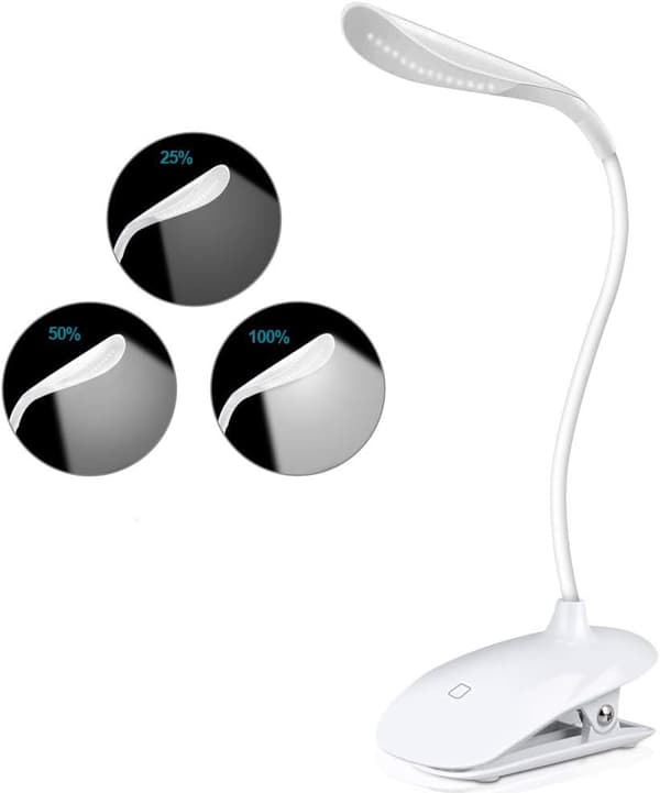 Leselampe, Leselampe 14 LED Lysstyrke 360° Fleksibel Hals for Lesing Natarbeid