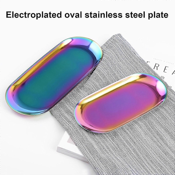 Oppbevaringsbrett Praktisk Multifunksjon Rustfritt Stål Fruktbrett Kosmetikk Smykker Organizer F-zzy Large Multicolor