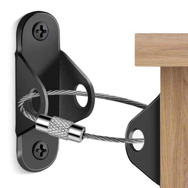 Möbelankare (10-pack) Tippskydd för möbler för barnsäkerhet, Möbelväggankare Jordbävningsremmar för byråväggsäkerhet Black