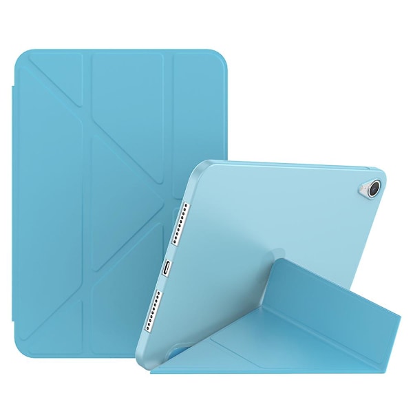 Magnetisk Absorption Origami Smart TPU + PU Læder Etui Tablet Cover til iPad mini (2021) Sky Blue