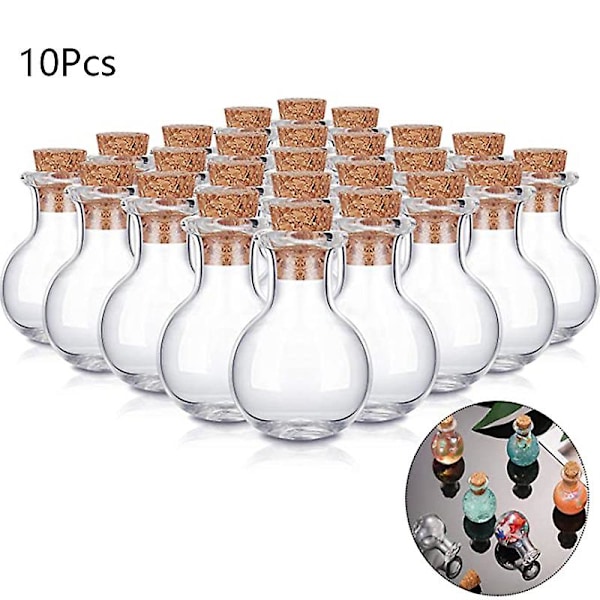 10x Små Glasflasker Miniature Eliksirflaske Mini Kork Glas Hætteglas Bryllup