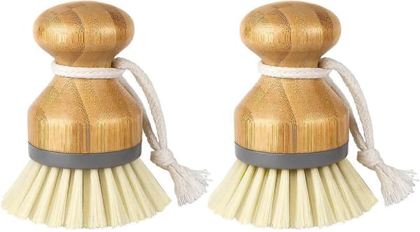 Bambupalmborste, Skrubbborste för Diskar Grytor Pannor, 2-pack