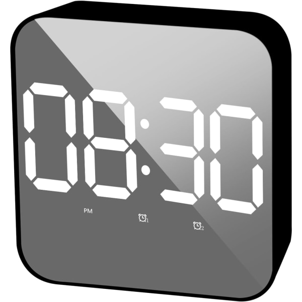 Funktioner stor LED-temperaturdisplay, tick-fri USB/batteridriven klocka, snooze-funktion, 3-nivåers justerbar ljusstyrka, röststyrning