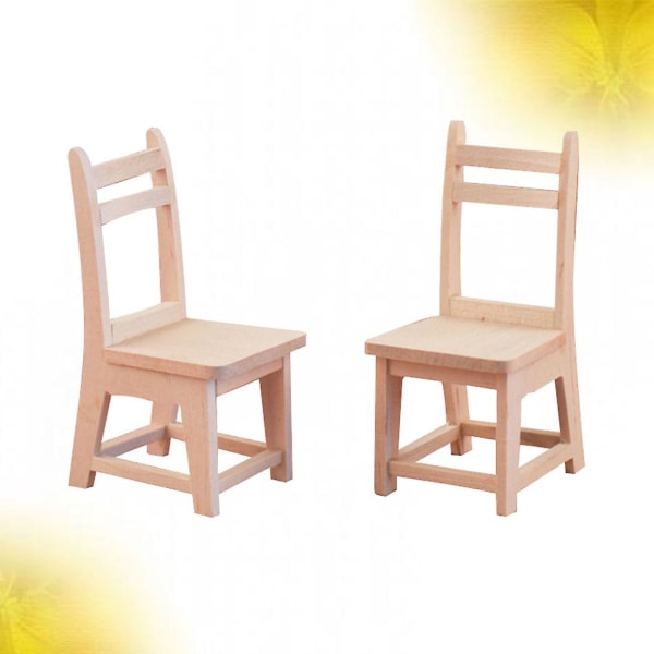 2 stk Børne træstol miniature stol figurer træ ornament mini træ stol mini stol