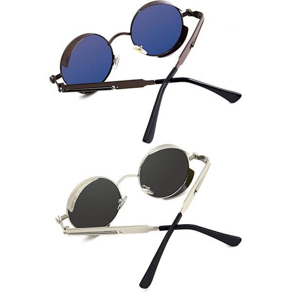 Steampunk-stil runde vintage polariserte solbriller Retro øyevern UV400 beskyttelse Matel ramme