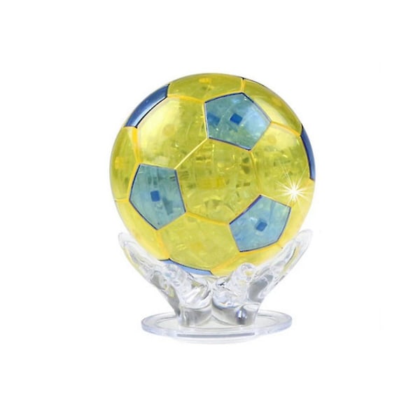 3d krystalpuslespil til børn, fodboldpuslespil, boldbelysning for voksne - 77 brikker Blue and Yellow