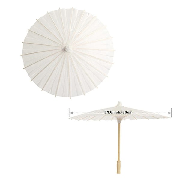 Papir Parasol Strandparaply Hvid DIY Paraply Fotografi Rekvisitter til Brusebad Fester Bryllup 60cm/23.6inch