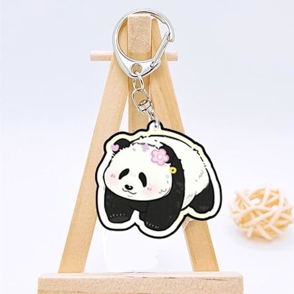 2 stk. søde tegneserie panda tema nøgleringe nøglering til ophængning dekoration ornament souvenirs gavepose nøgledekoration