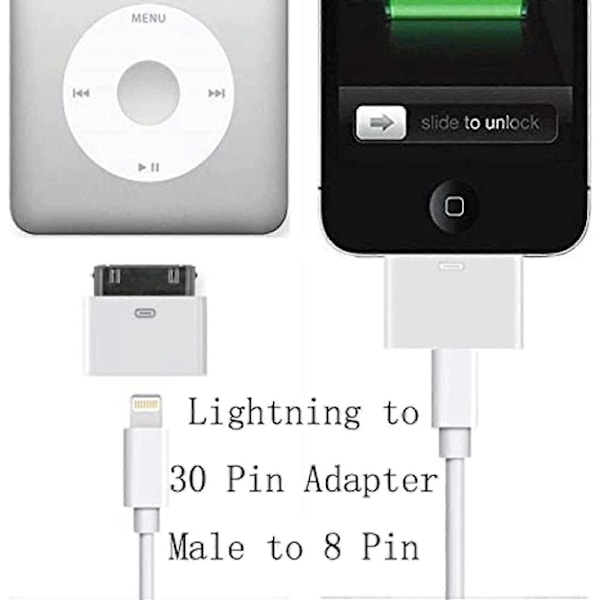Lightning til 30-pinners adapter hann til 8-pinners hunn kontaktkonverter med iPhone