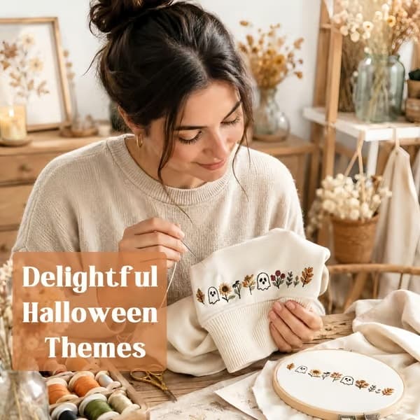 Vesiliukoinen Halloween-kirjontakuvio vaatteiden kustomointiin Ghost